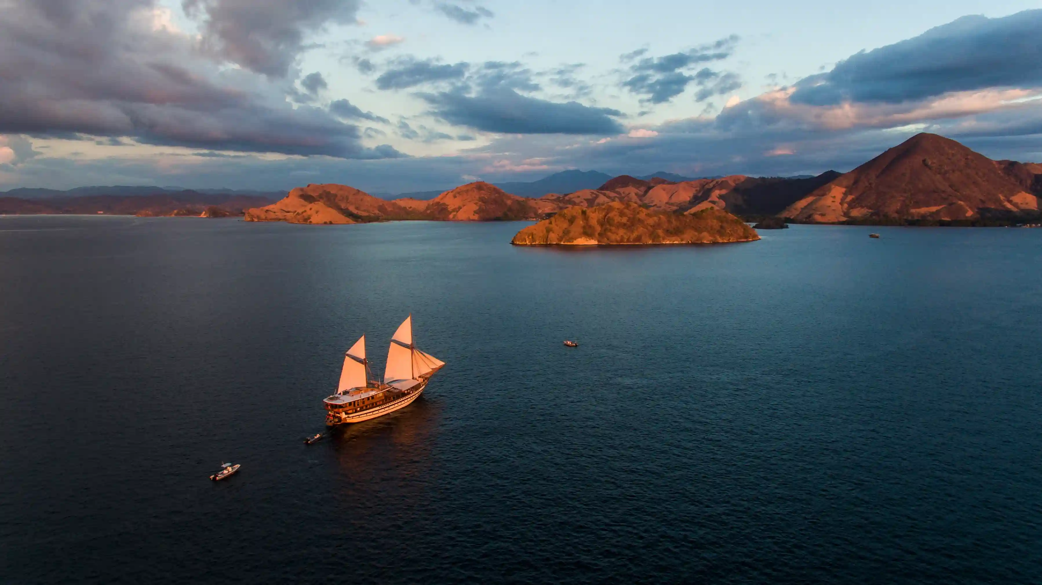 Overnight cruise boat at anchor in Komodo National Park